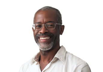 Mature African-American man on transparent background