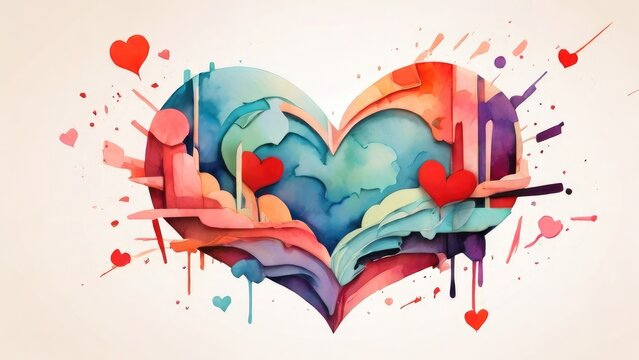 heart love watercolor symbol illustration background