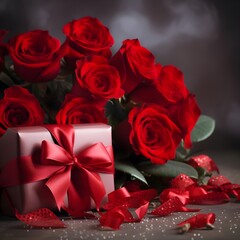 beautiful red rose flowers gift for valentines day 