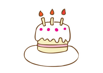 誕生日ケーキの手描きイラスト