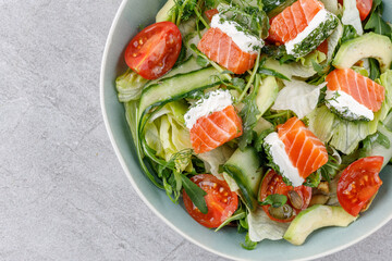 Salad with salmon and cream cheese for the food delivery website 8