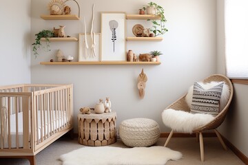 Natural Slab Shelf Boho Nursery Accents: Boho-Chic Nursery Room Ideas