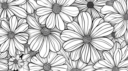 Flower doodle. Hand drawn vector illustration. Monochrome black and white ink sketch. Line art. Isolated on white background. Coloring page. Generative Ai