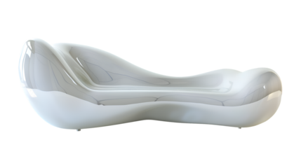  A modern sofa with a sinuous shape, creating a focal point against, Transparent background