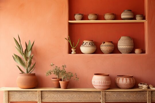 Color-Blocked Bohemian Room Terracotta and White Wall Inspo