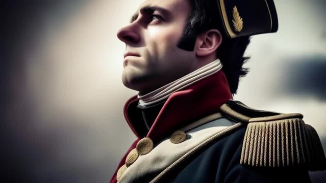 Napoleon Bonaparte, 18th 19th century soldier in military uniform, Generative AI,