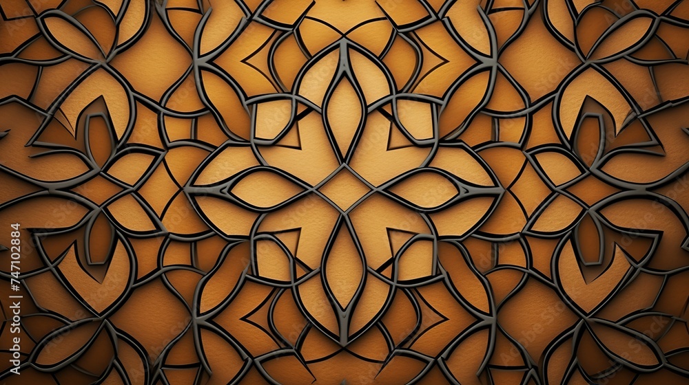 Poster canvas texture background with islamic pattern