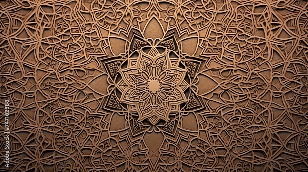 Poster canvas texture background with islamic pattern
