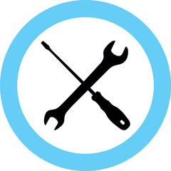 Screwdriver and Wrench Icon in Flat Style. Vector Illustration.