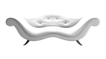  A sleek sofa with elegant curves, perfectly isolated against, Transparent background