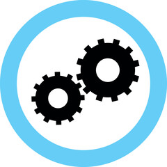Gear Machine Icon in Flat Style. Vector Illustration.
