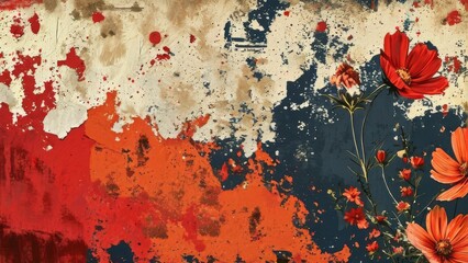 Grunge floral background with space for your text or image.