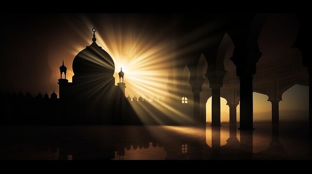 Islamic background photo. Mosque and shadows. Ramadan or kandil or laylat al-qadr or kadir gecesi or islamic background photo