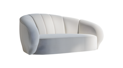 A stylish single sofa with curved edges, creating a sense of comfort and luxury against, Transparent background