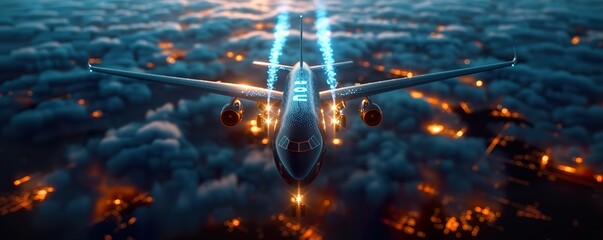 airplane in sky - obrazy, fototapety, plakaty