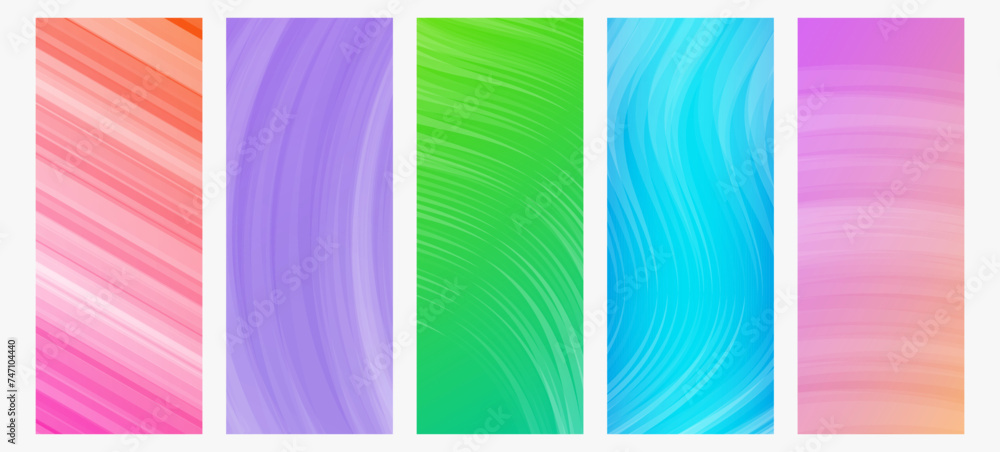 Poster set of modern gradient backgrounds with wave line