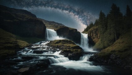 Fototapeta premium waterfall in the mountains