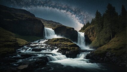 waterfall in the mountains