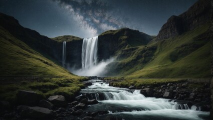 waterfall in the mountains