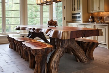 Natural Touch French Provincial Dining Room Designs featuring Log Bench
