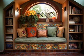 Hand-Painted Tile Home Accents Cozy Corner: Reading Nook Delight