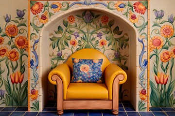 Hand-painted Tile Home Accents: Cozy Corner Reading Nook Delight