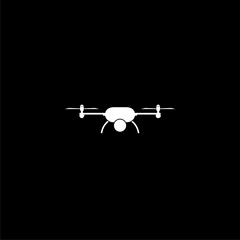 Photo and video drone icon on black background - obrazy, fototapety, plakaty