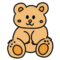 Hand drawn happy teddy bear for cartoon character, comic, mascot, toy, doll, brand logo, animal icon, sticker, figure, tattoo, print, card, vet, fabric, childhood pattern, clothing, ads, social media