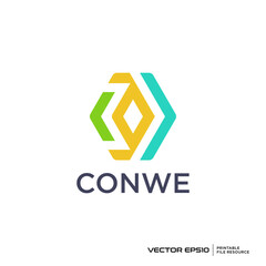 Hexagon with negative space style logo vector illustration