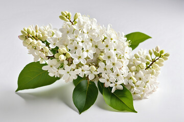 White lilac flowers isolated on pure white background 