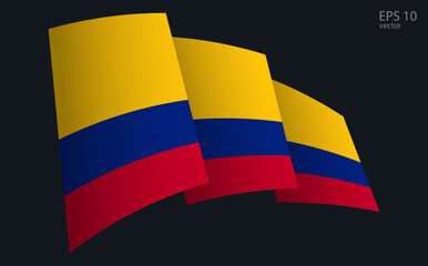 Waving Vector flag of Colombia. National flag waving symbol. Banner design element.
