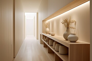 Sunny Hallway Design: Minimalist Inspirations with Sleek Decor Elements