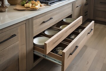 Chic Drawer Design in Modern Rustic Kitchen: Maximizing Functional Space