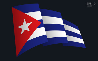 Waving Vector flag of Cuba. National flag waving symbol. Banner design element.
