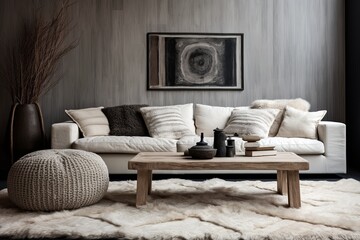 Monochromatic Living Room Ideas: Bohemian Rug Textures in Single Shade Harmony
