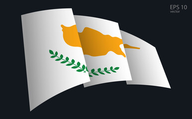 Waving Vector flag of Cyprus. National flag waving symbol. Banner design element.
