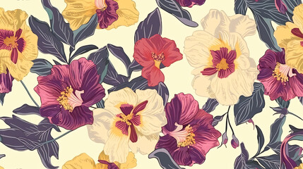 Abstract elegance seamless pattern with floral.
