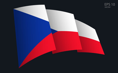 Waving Vector flag of Czech. National flag waving symbol. Banner design element.
