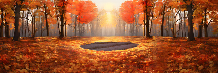 A Harmonious Dance of Colors: Capturing the Serene Beauty of Autumn Leaves - obrazy, fototapety, plakaty