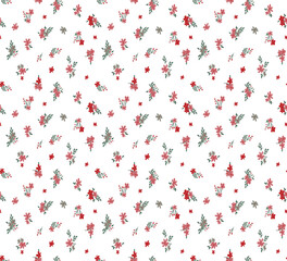Seamless floral pattern, Small colored flowers on a white background for textiles