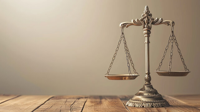 Justice scales, legal concept.