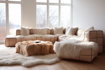 Lambskin Rug Cozy Lounge: Organic Texture Living Room Decors