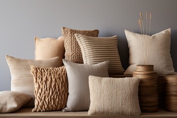 Natural Feel Organic Texture Textile Cushions for Stylish Living Room Decor