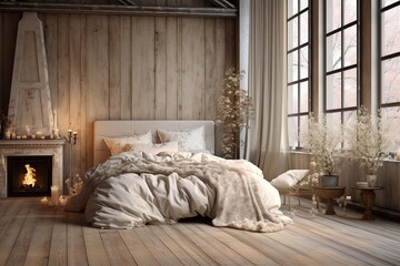 Natural Wooden Planks Shabby Chic Bedroom Inspirations: Rustic Elegance