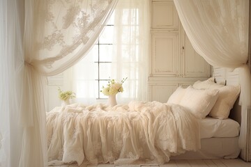 Lace Curtains Light: Shabby Chic Bedroom Inspirations with Soft and Cozy Touches