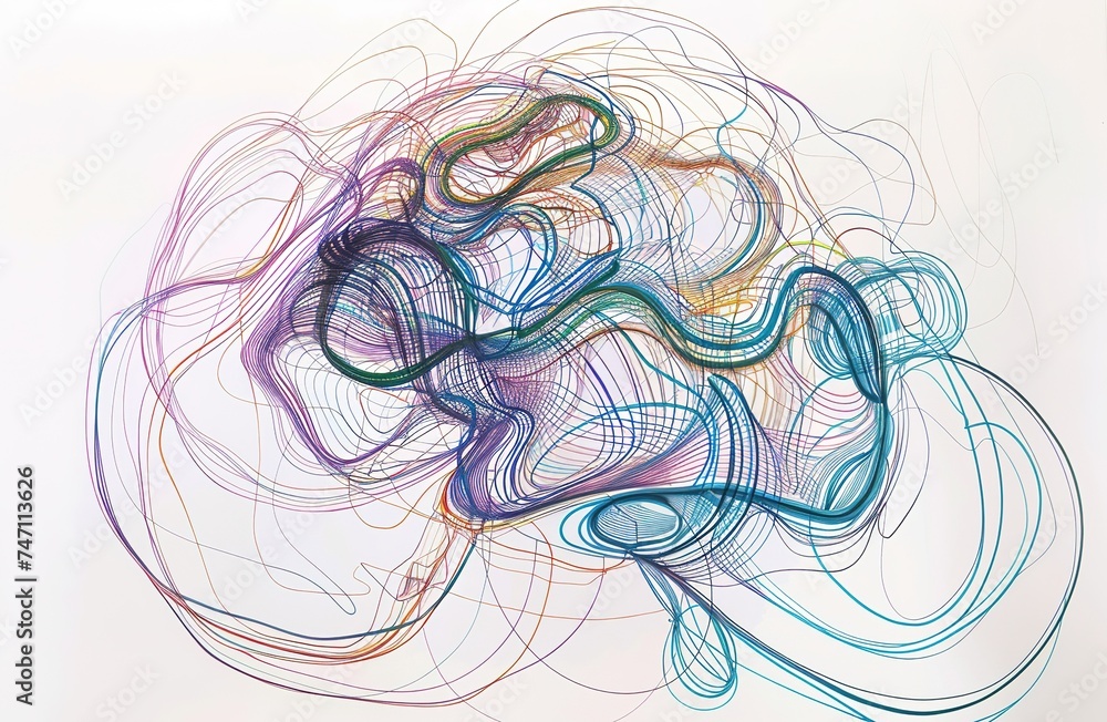 Poster Vibrant abstract swirls of multi-colored lines create a dynamic and energetic visual experience, ideal for backgrounds and art projects.