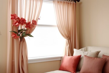 Terracotta Accents Sheer Curtain Bedroom Ideas with Creative Curtain Tieback Inspirations