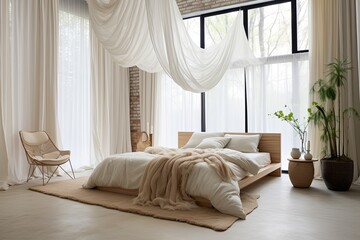 Sheer Curtain Bedroom Ideas: White Draping Light for a Cozy Feel