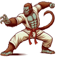 Fototapeta premium Master Kungfu Attack Art Illustration PNG