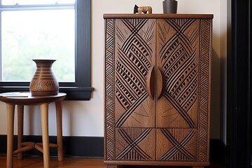 Tribal Engraved Cabinet Door: Bedroom Decor Print Inspiration